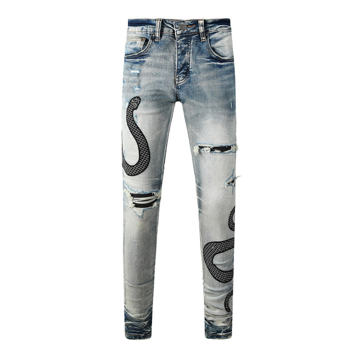 Skinny-Jeans mit Schlangenmuster - Eldric