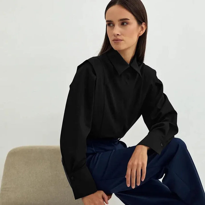 Elegante Damenbluse mit langen Ärmeln und klassischem Kragen - Rossana