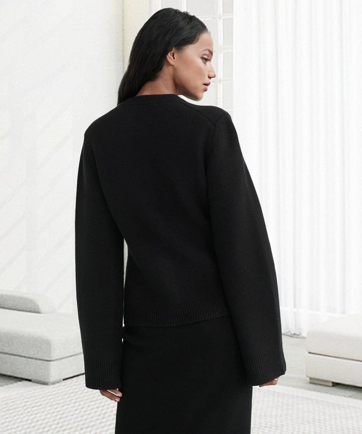 Gerade geschnittene Damen Strickjacke mit Knopfverschluss - Alvara