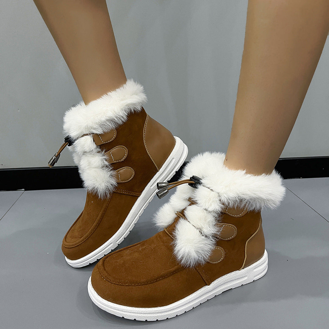 Winterliche Damenstiefelette mit Plüschoberfläche - Yseline