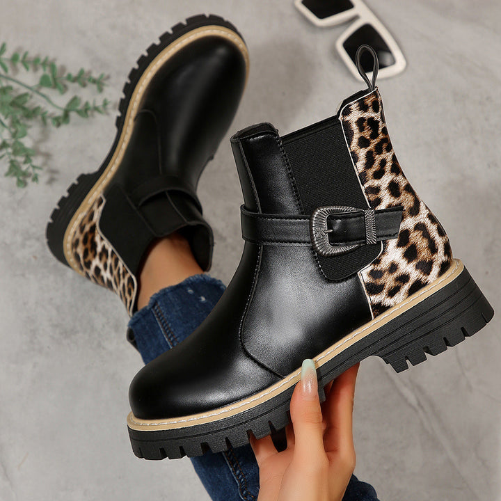 Damen-Stiefeletten mit Leopardenmuster - Elviora
