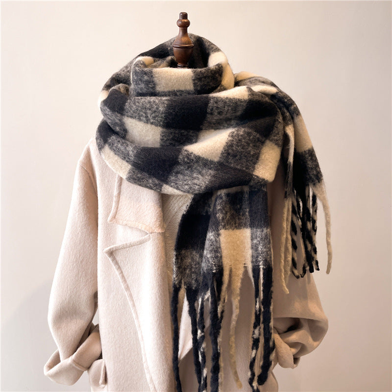 Weicher, gestrickter Unisex-Schal mit Karo-Effekt - Lioren