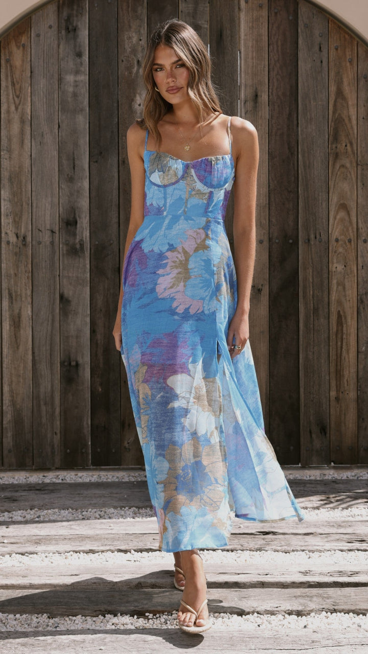 Langes Abendkleid mit Blumenmuster – Nancy