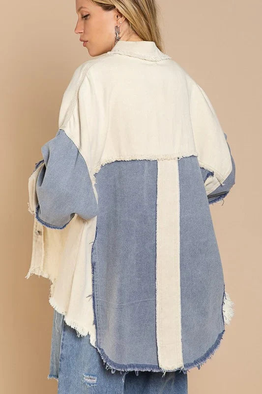 Zweifarbige Vintage-Jeansjacke für Damen – Ottilie