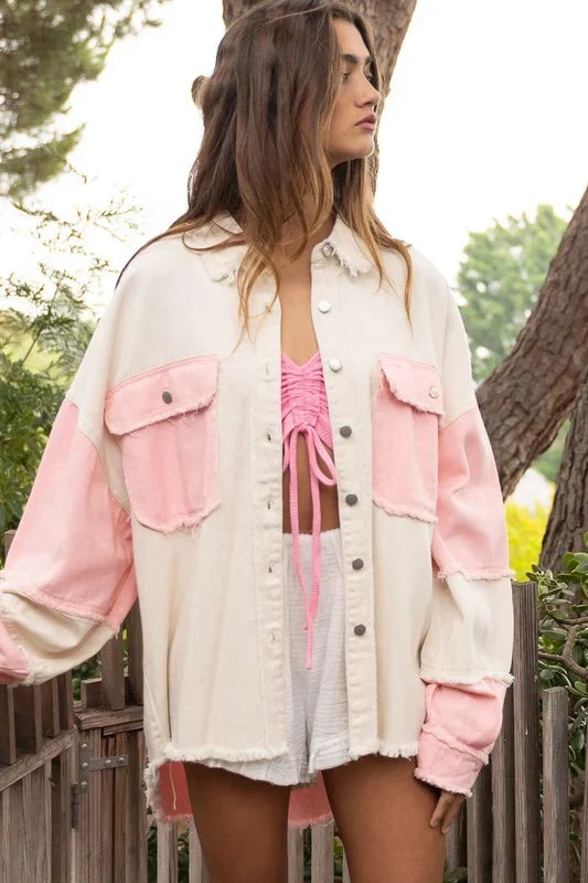 Zweifarbige Vintage-Jeansjacke für Damen – Ottilie