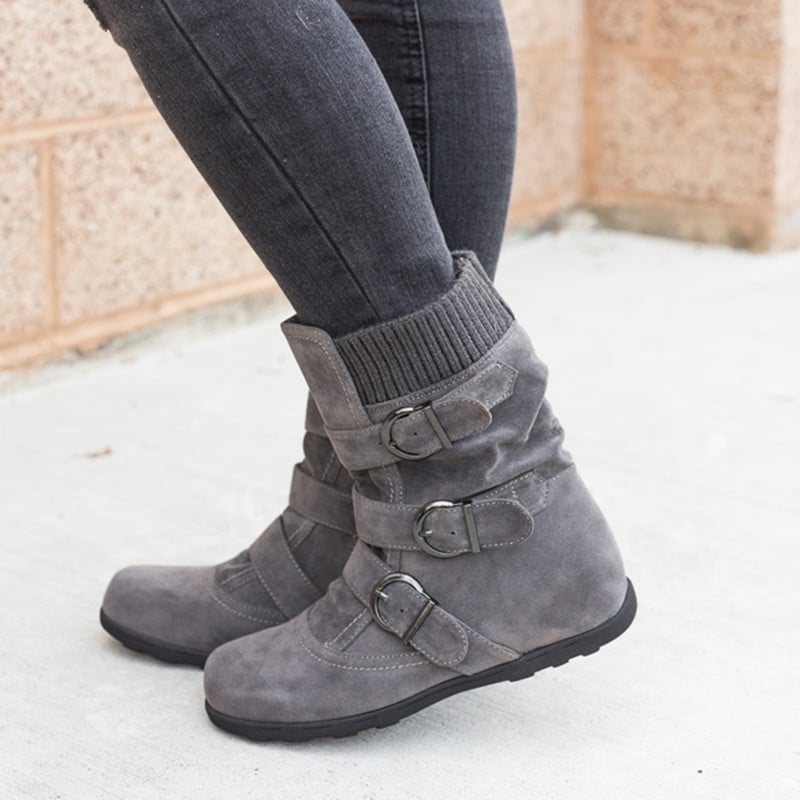 Freizeitstiefel für Damen mit Schnallen und Wildlederdetails - Amelie