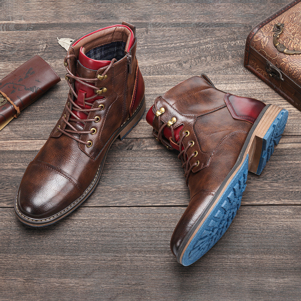 Kurze Herrenstiefel im urbanen Stil mit Ledereffekt - Dravon