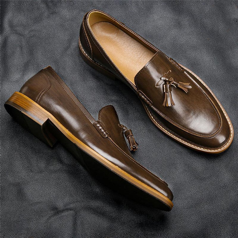 Modische Leder Slipper mit Quasten für Männer - Kaster