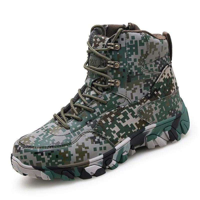 Herren-Stiefeletten im Outdoor-Stil mit mittelhohem Schaft, Schnürung und Profilsohle - Tarevon