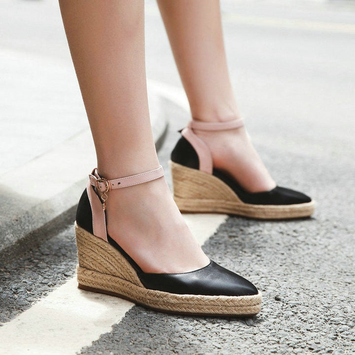Damen Keilsandalen Jute Knöchelriemen Espadrille Stil - Adriana