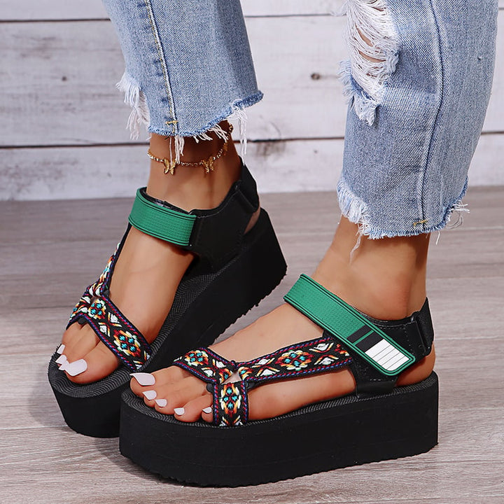 Damen Plateausandalen mit geflochtenen Riemen - Nadia