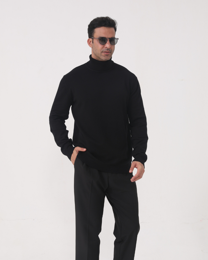 Herrenpullover mit Rollkragen, glatter Strick, lange Ärmel – Aldren