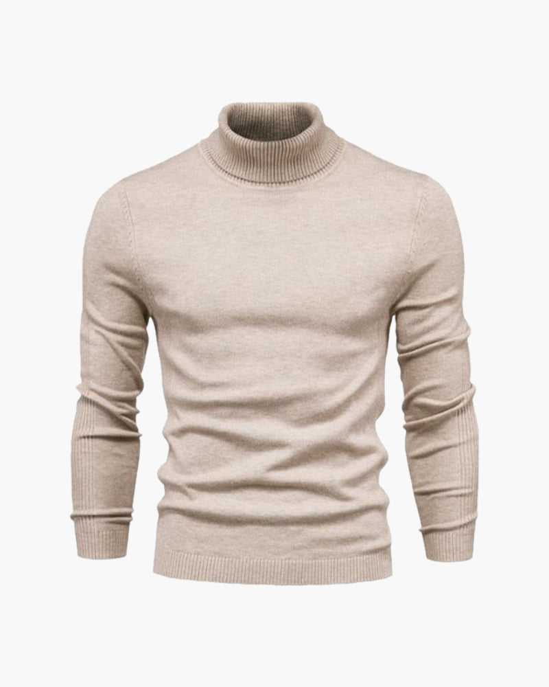Herrenpullover mit Rollkragen, glatter Strick, lange Ärmel – Aldren