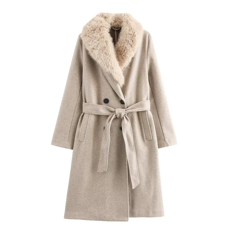 Damen Wollmantel mit Fleecekragen - Naeryn