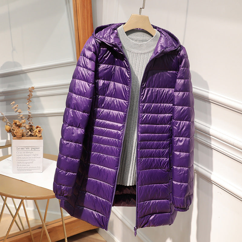 Lange, leichte Damenjacke mit Kapuze - Alva