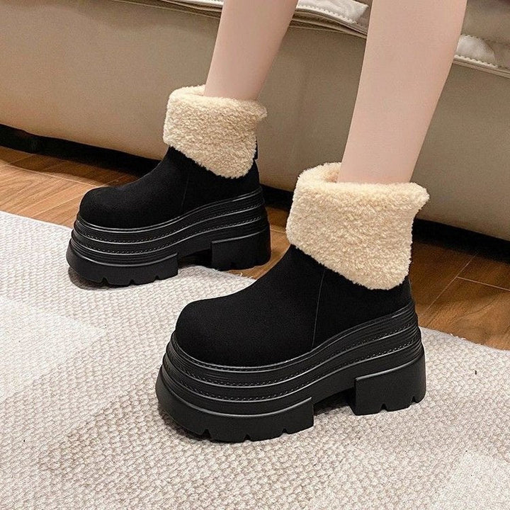 Damen Plateau-Stiefeletten mit Steppmuster - Svea