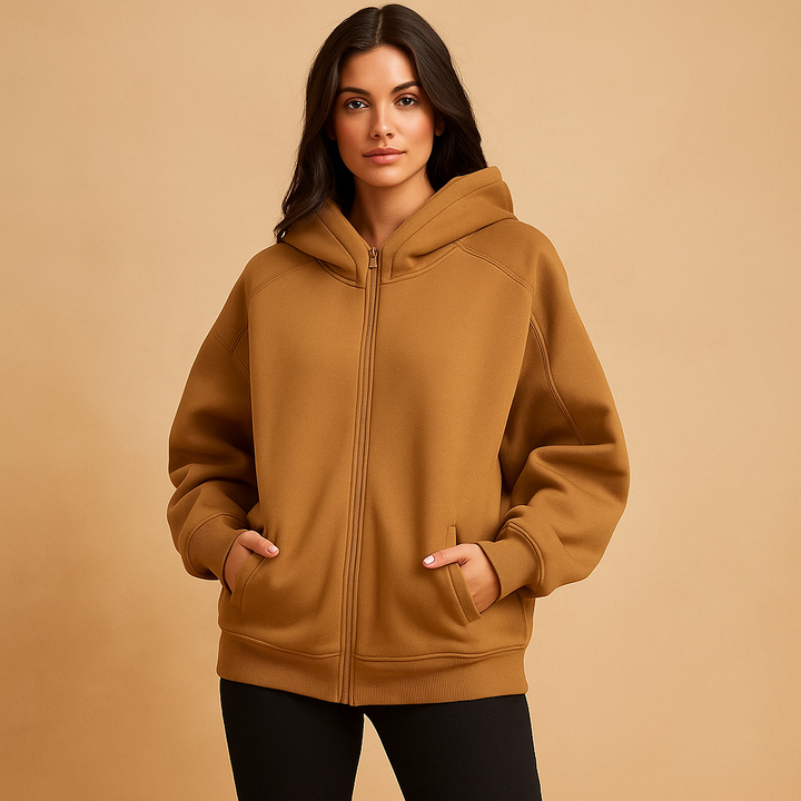 Damen-Sweatshirt in Übergröße mit durchgehender Kapuze - Yeni