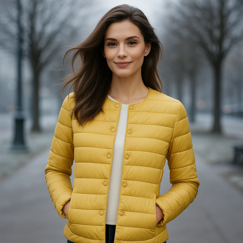 Damen Steppjacke leicht Knopfverschluss Zwischensaison - Daerty
