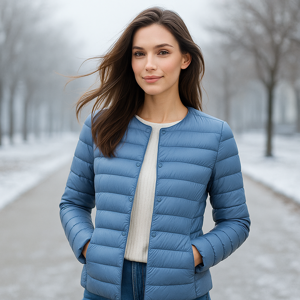 Damen Steppjacke leicht Knopfverschluss Zwischensaison - Daerty