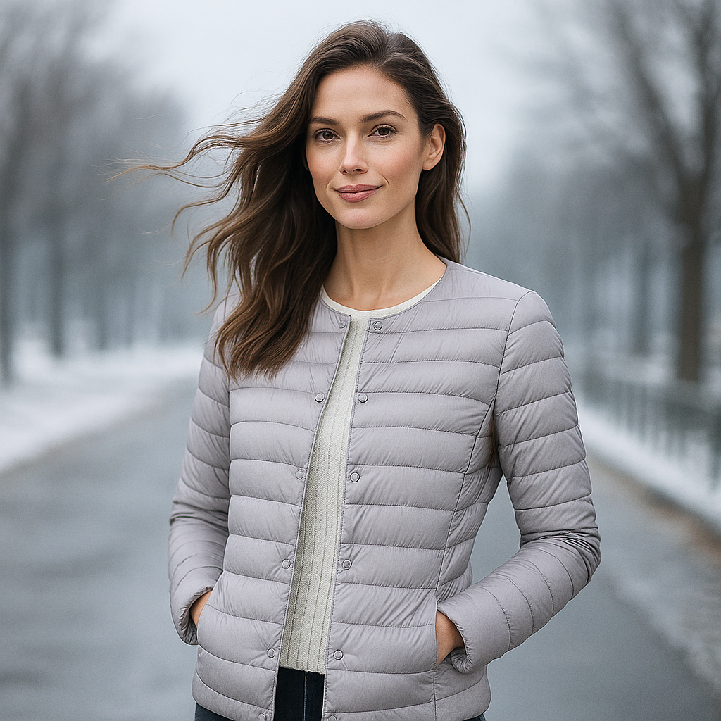 Damen Steppjacke leicht Knopfverschluss Zwischensaison - Daerty