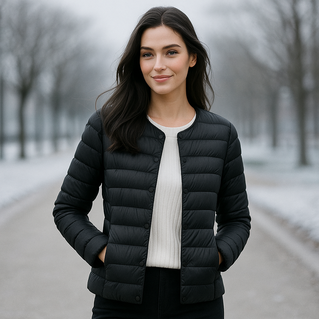 Damen Steppjacke leicht Knopfverschluss Zwischensaison - Daerty