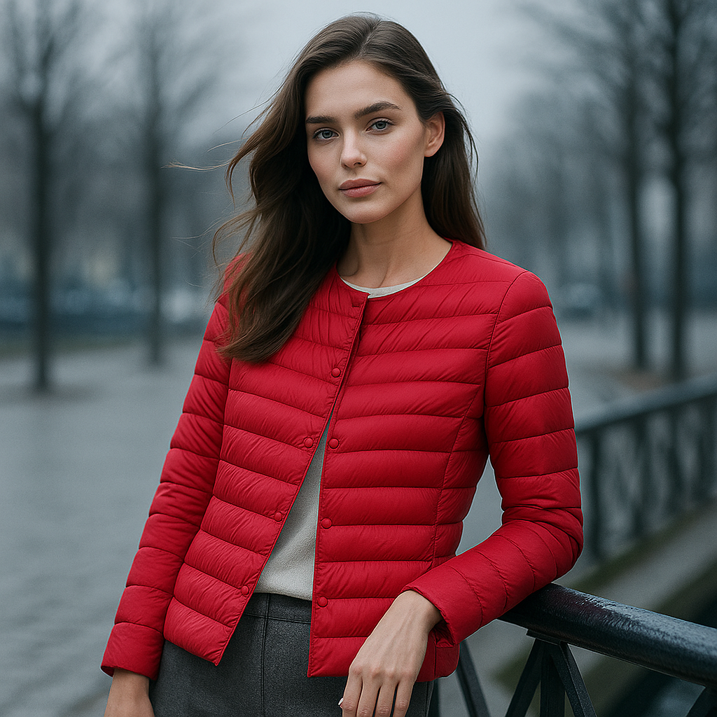 Damen Steppjacke leicht Knopfverschluss Zwischensaison - Daerty