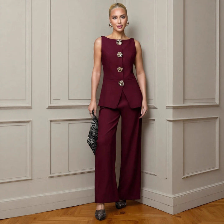 Set aus ärmellosem Oberteil und weiter Hose für Frauen - Elira