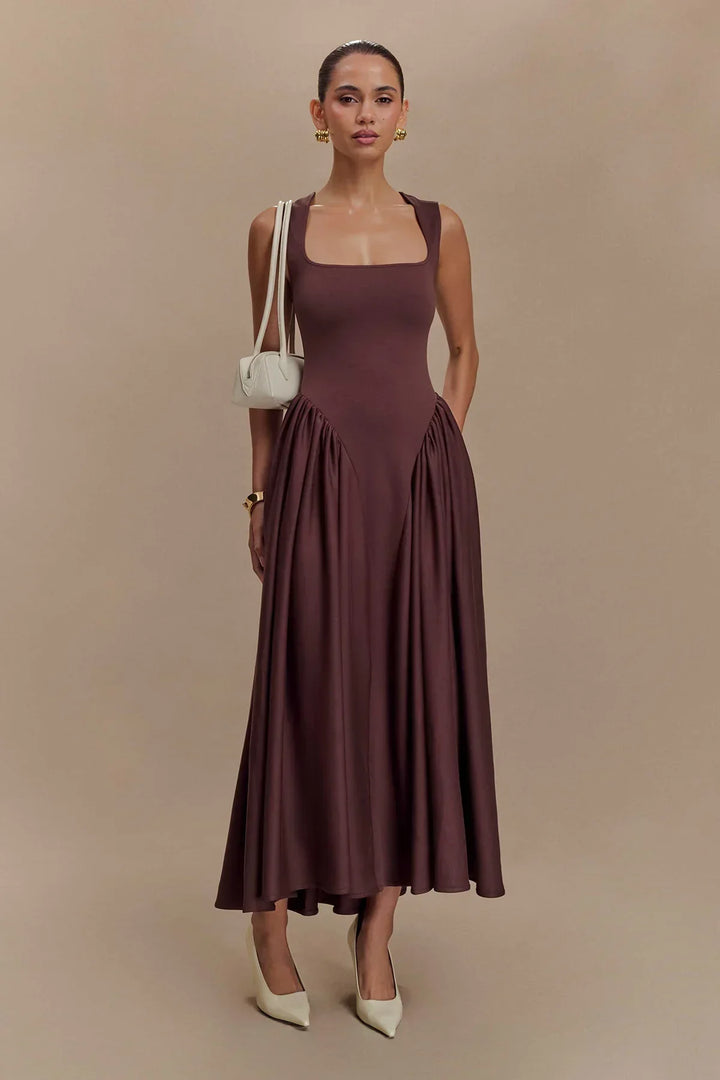 Midikleid mit quadratischem Ausschnitt für Frauen - Brigitte