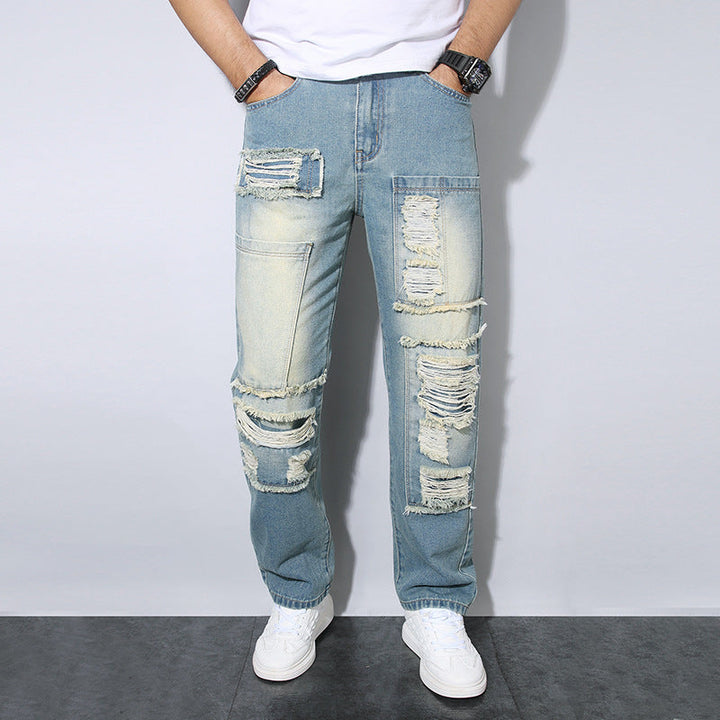 Gerade Herrenjeans mit Rissen - Soren