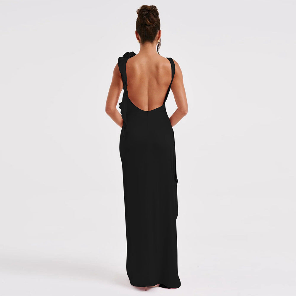 Kleid aus Satinstoff mit Seitenschlitz - Constanz