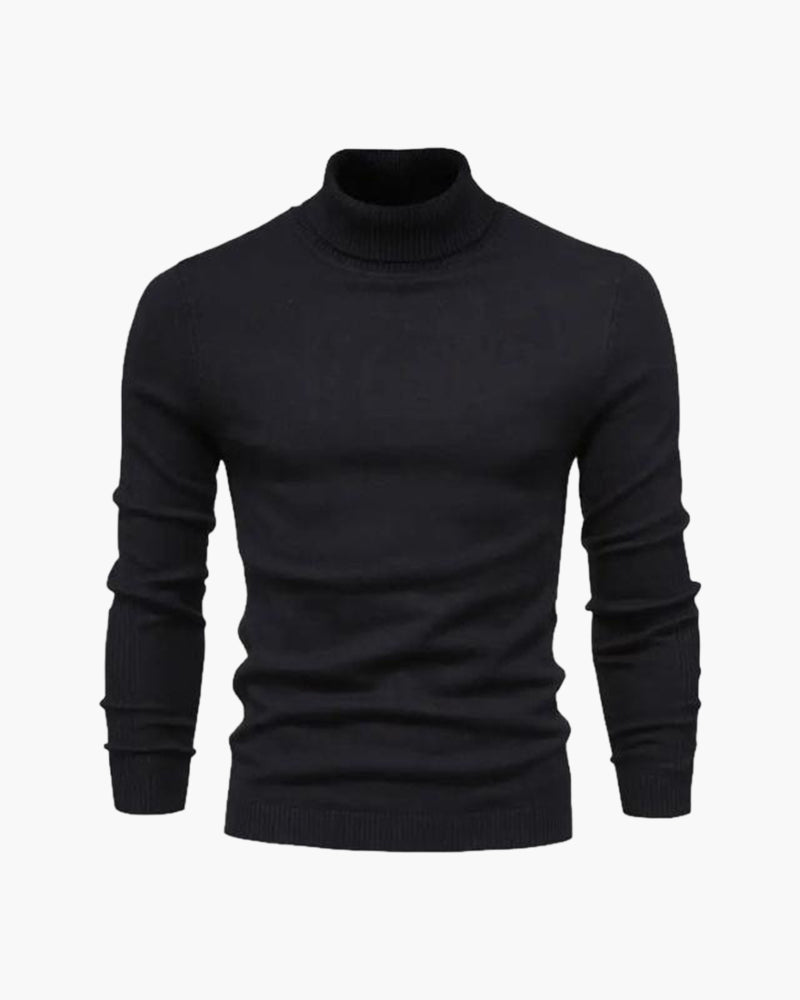 Herrenpullover mit Rollkragen, glatter Strick, lange Ärmel – Aldren