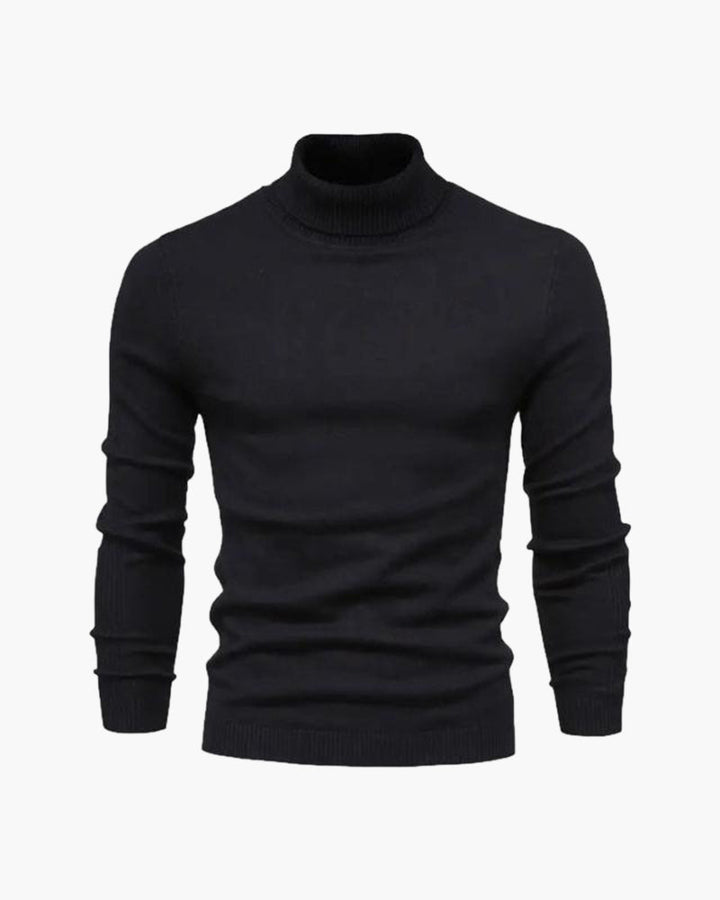 Herrenpullover mit Rollkragen, glatter Strick, lange Ärmel – Aldren