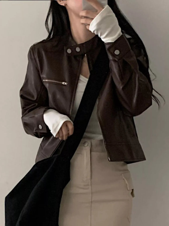 Kurze Damen Lederjacke - Liorane