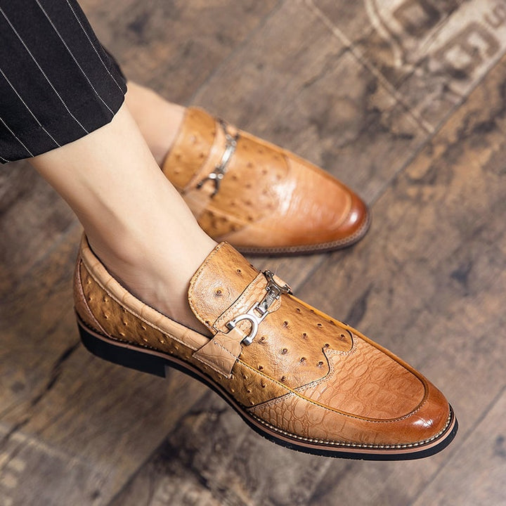 Herren Halbschuhe aus geprägtem Leder formeller Stil - Elvarn