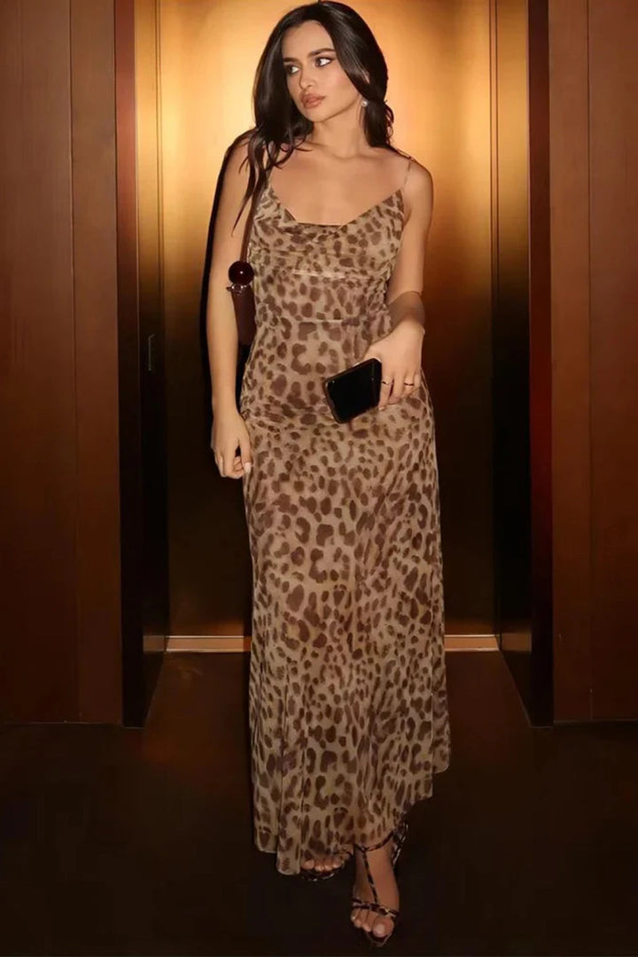 Maxikleid mit Leopardenmuster für Frauen - Brunhilde