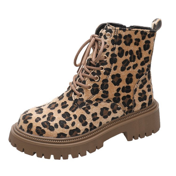 Winterstiefeletten für Damen mit Schnürsenkeln und Tiermotiv - Samantha