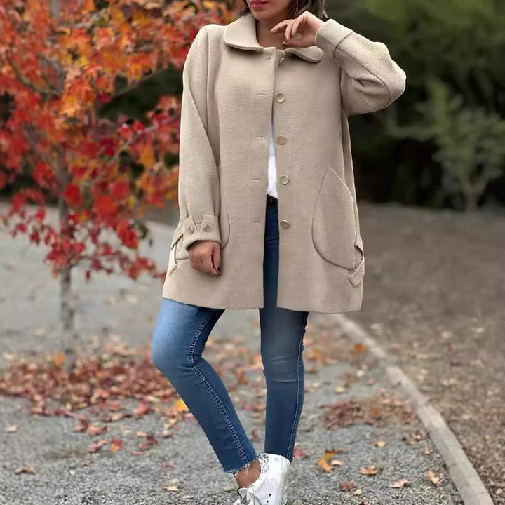 Damen Wollmantel mit Rollkragen und dezenter Schnürung - Melissa