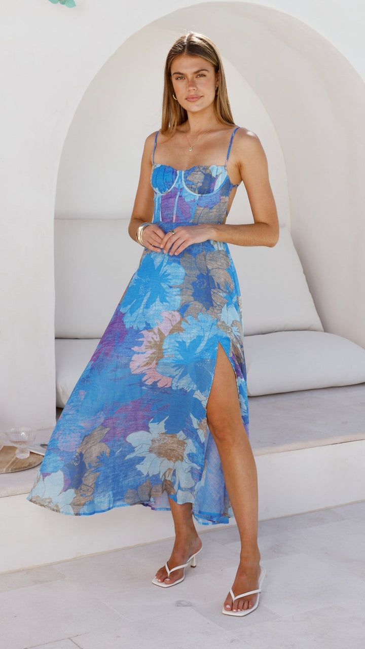 Langes Abendkleid mit Blumenmuster – Nancy
