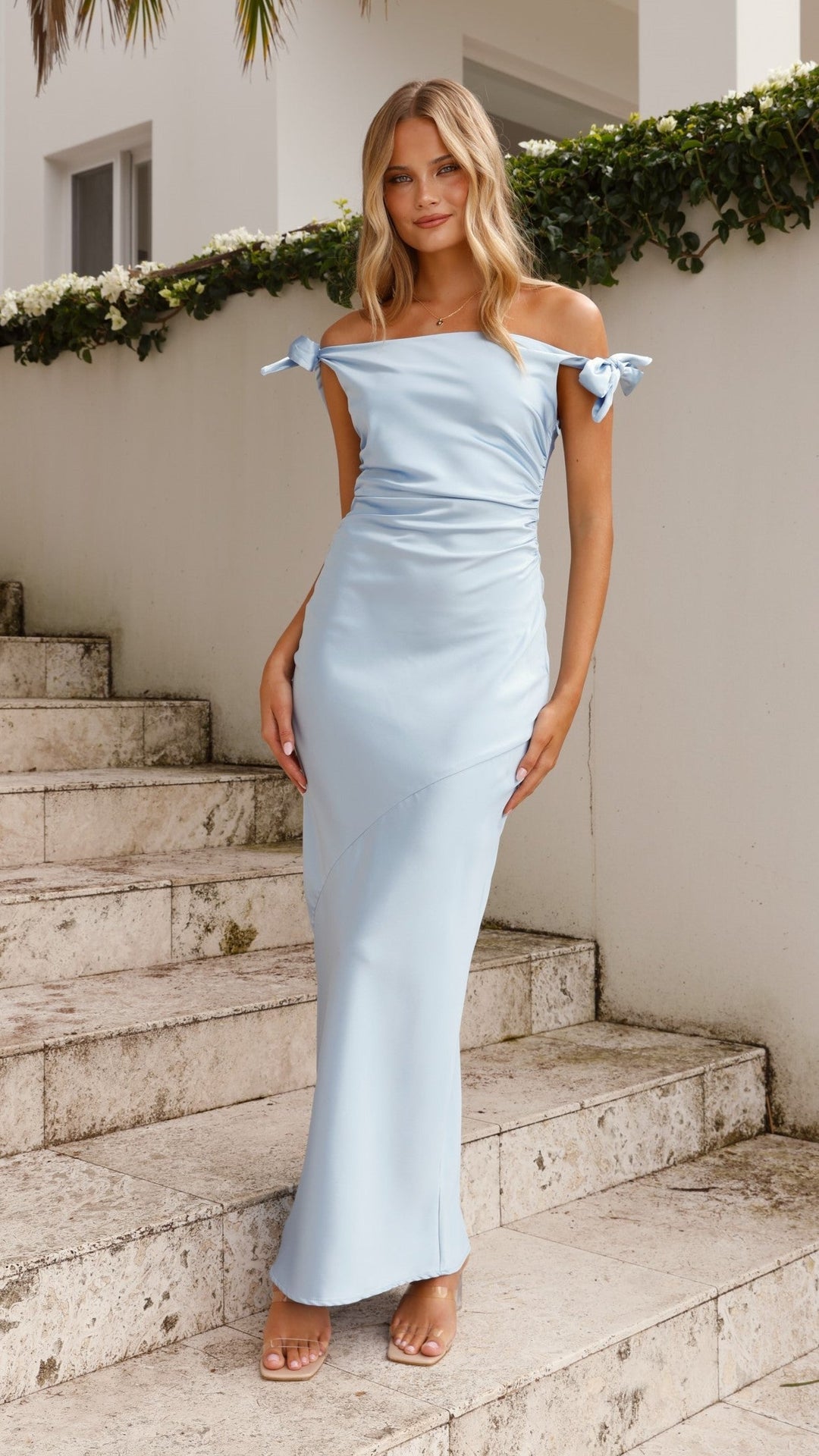 Langes, schulterfreies Kleid für Damen – Melina