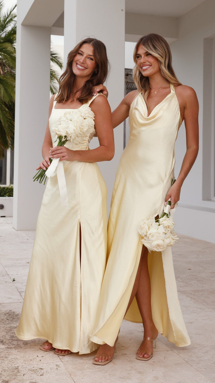 Elegantes langes Kleid mit quadratischem Ausschnitt für Damen – Alina