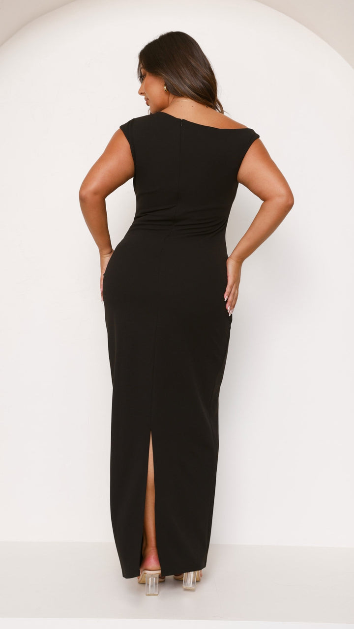 Elegantes, figurbetontes langes Kleid mit Ausschnitt für Damen – Karely