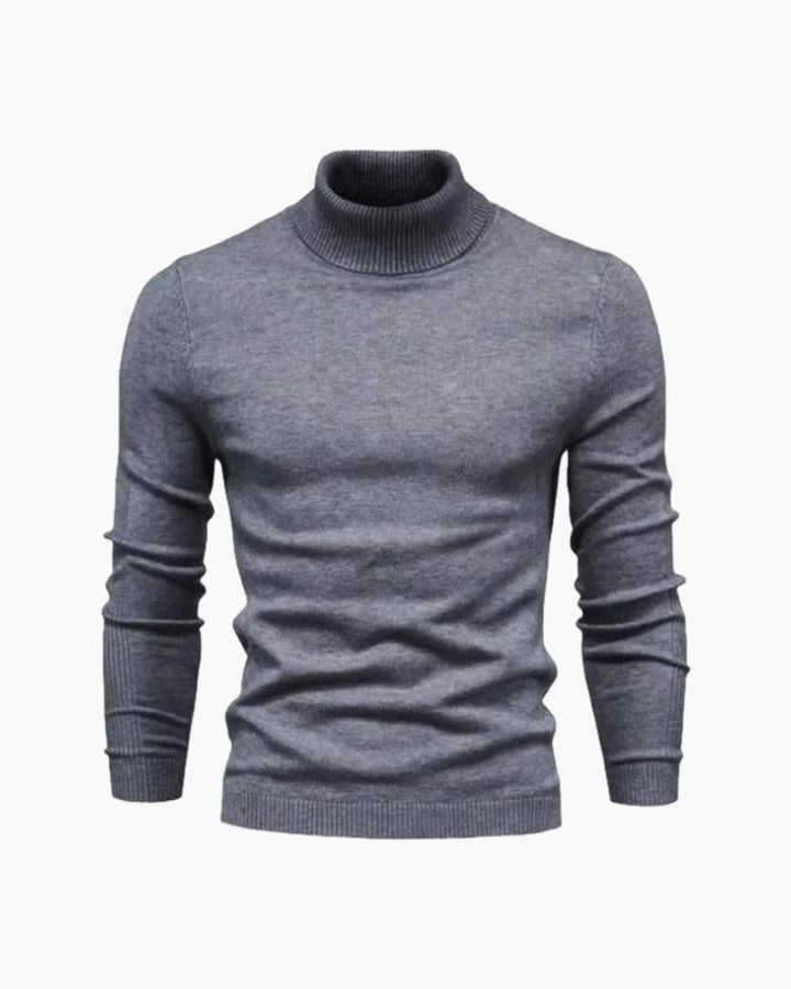 Herrenpullover mit Rollkragen, glatter Strick, lange Ärmel – Aldren
