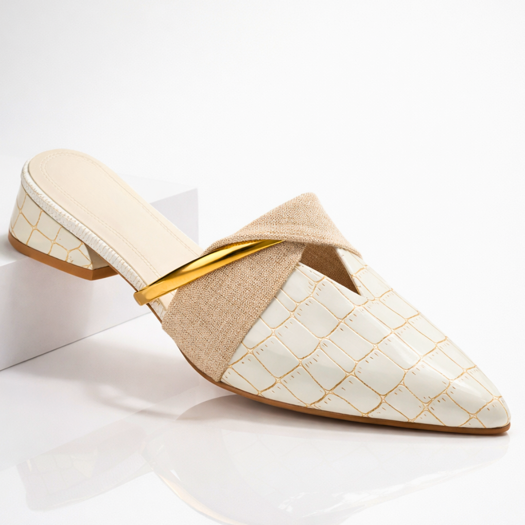 Damen Clogs mit spitzer Zehe, elegantes Design mit metallischem Detail - Elvoria
