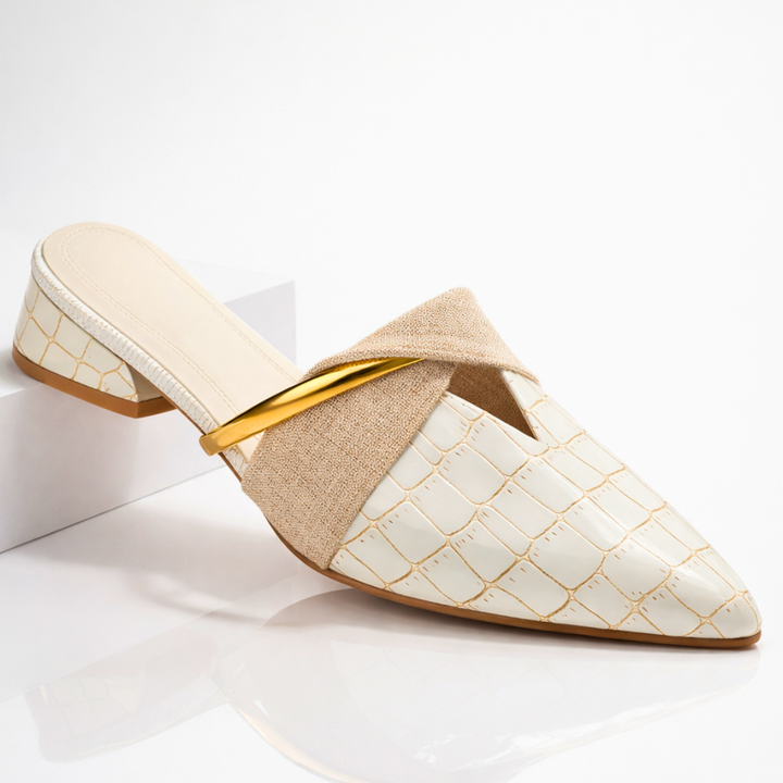 Damen Clogs mit spitzer Zehe, elegantes Design mit metallischem Detail - Elvoria