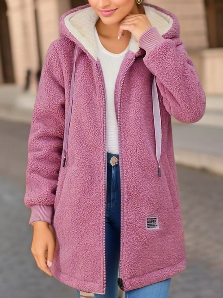 Damen-Fleecejacke mit Kapuze und funktionellem Frontverschluss - Kjersti