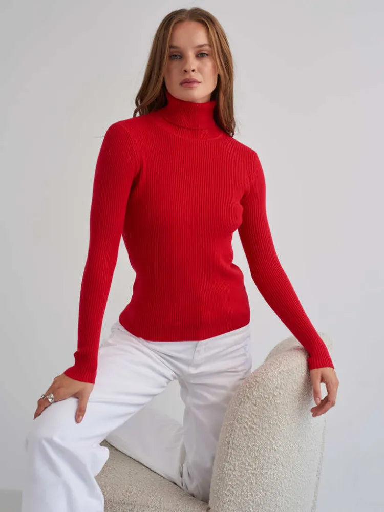 Figurbetonter Damen-Rollkragenpullover aus Rippstrick - Nélida