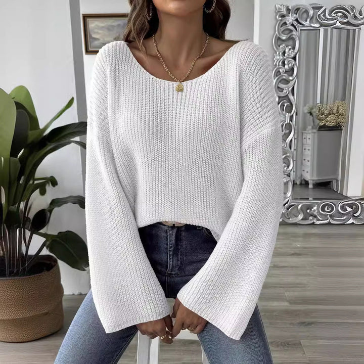 Damenstrickpullover mit weitem, fließendem Ausschnitt - Eirwen