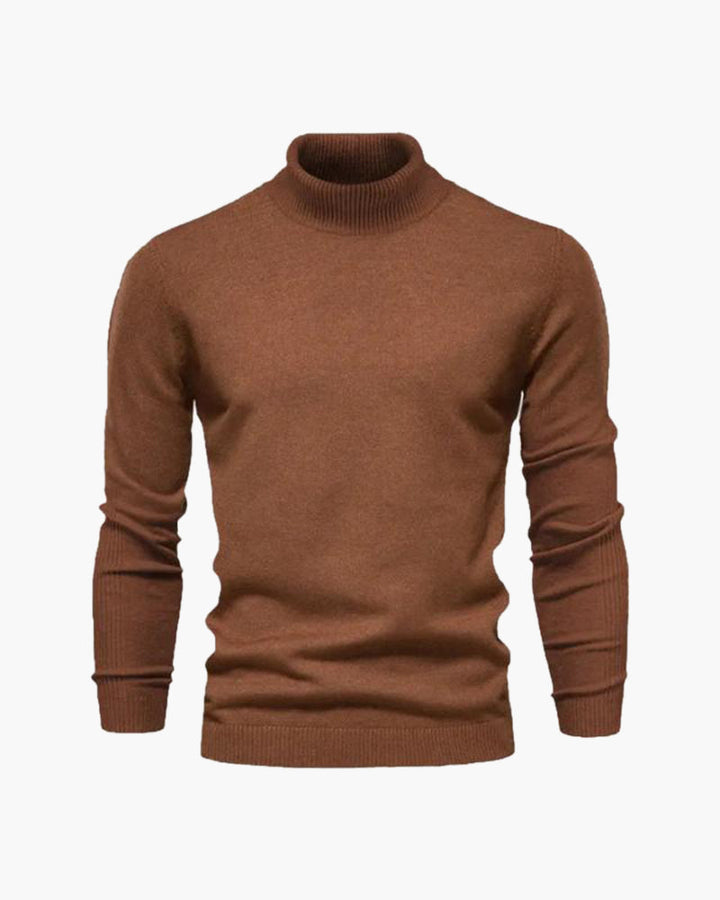 Herrenpullover mit Rollkragen, glatter Strick, lange Ärmel – Aldren
