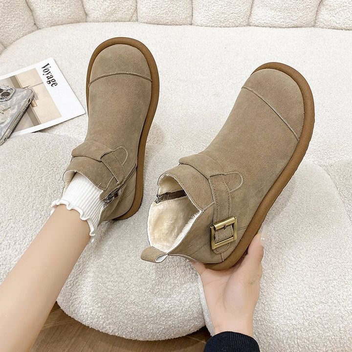 Damen-Winterstiefel aus Wildleder mit seitlicher Schnalle - Estelle