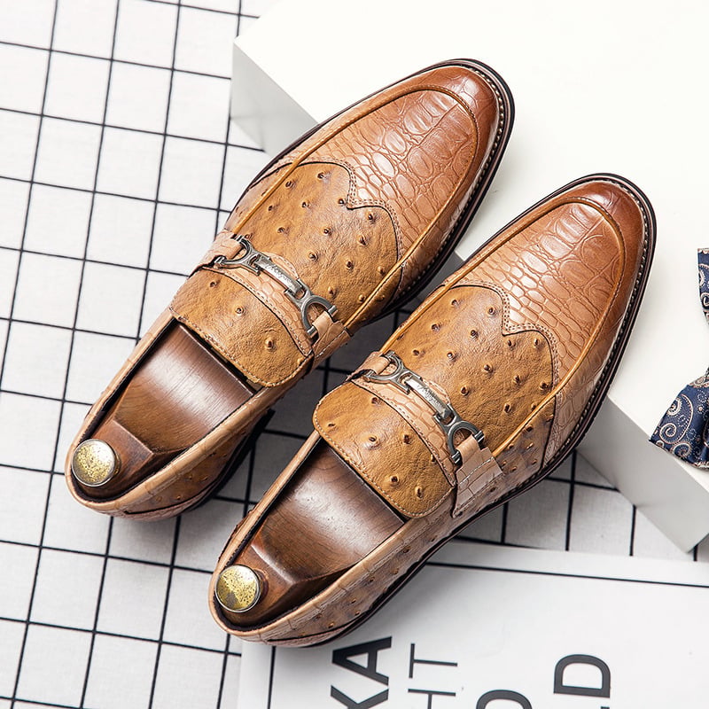 Herren Halbschuhe aus geprägtem Leder formeller Stil - Elvarn